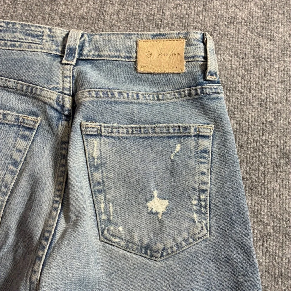 AG Kinsley High Rise Pop Crop Jeans‎ Womens 25 Light Wash Raw Hem Distressed